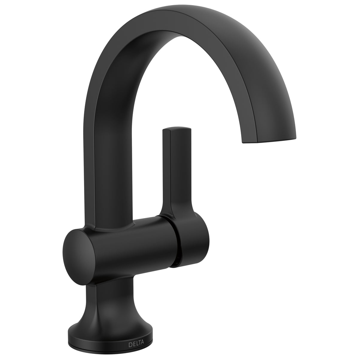 DELTA® 15855LF-BL Albion™ Single-Handle Bathroom Faucet, 1.2 gpm Flow Rate, 5-5/16 in H Spout, 1 Handles, Pop-Up Drain, 1, 3 Faucet Holes, Matte Black, Function: Lavatory