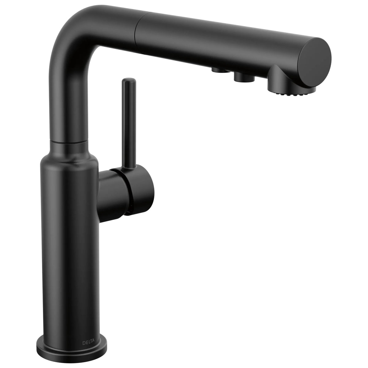 DELTA® 16879-BL-DST Soft Touch Kitchen Faucet, Residential, 1.8 gpm Flow Rate, 360 deg Swivel Spout, Matte Black, 1 Handles, 1, 3 Faucet Holes