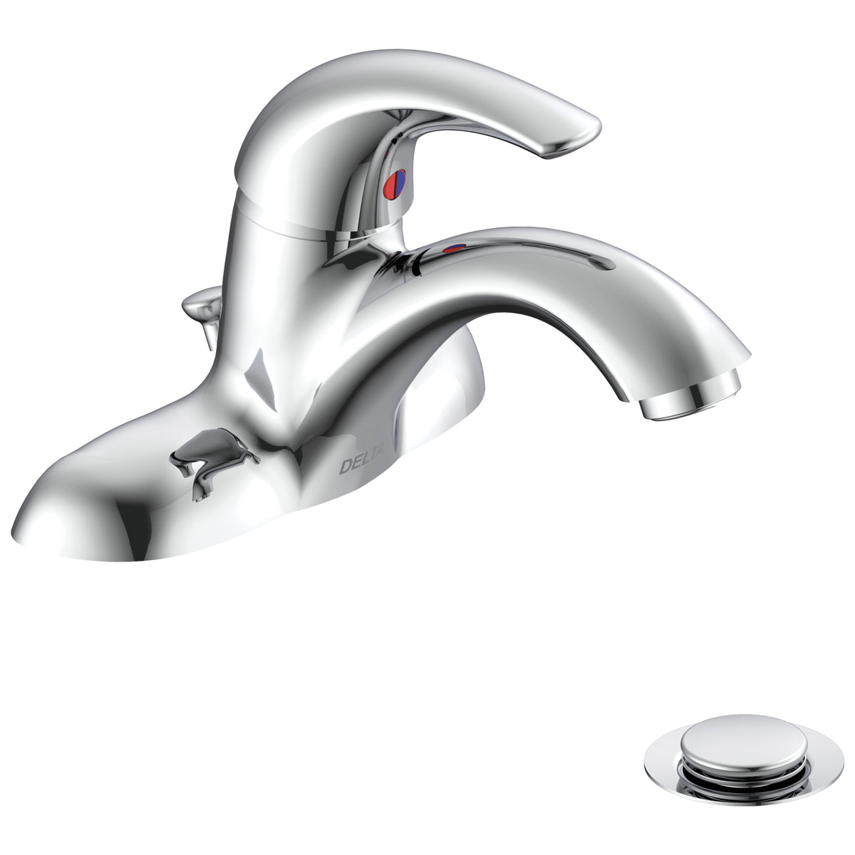 Commercial 22C331 TECK® Centerset Lavatory Faucet, Polished Chrome, 1 Handles, Metal Pop-Up Drain, 1.5 gpm Flow Rate
