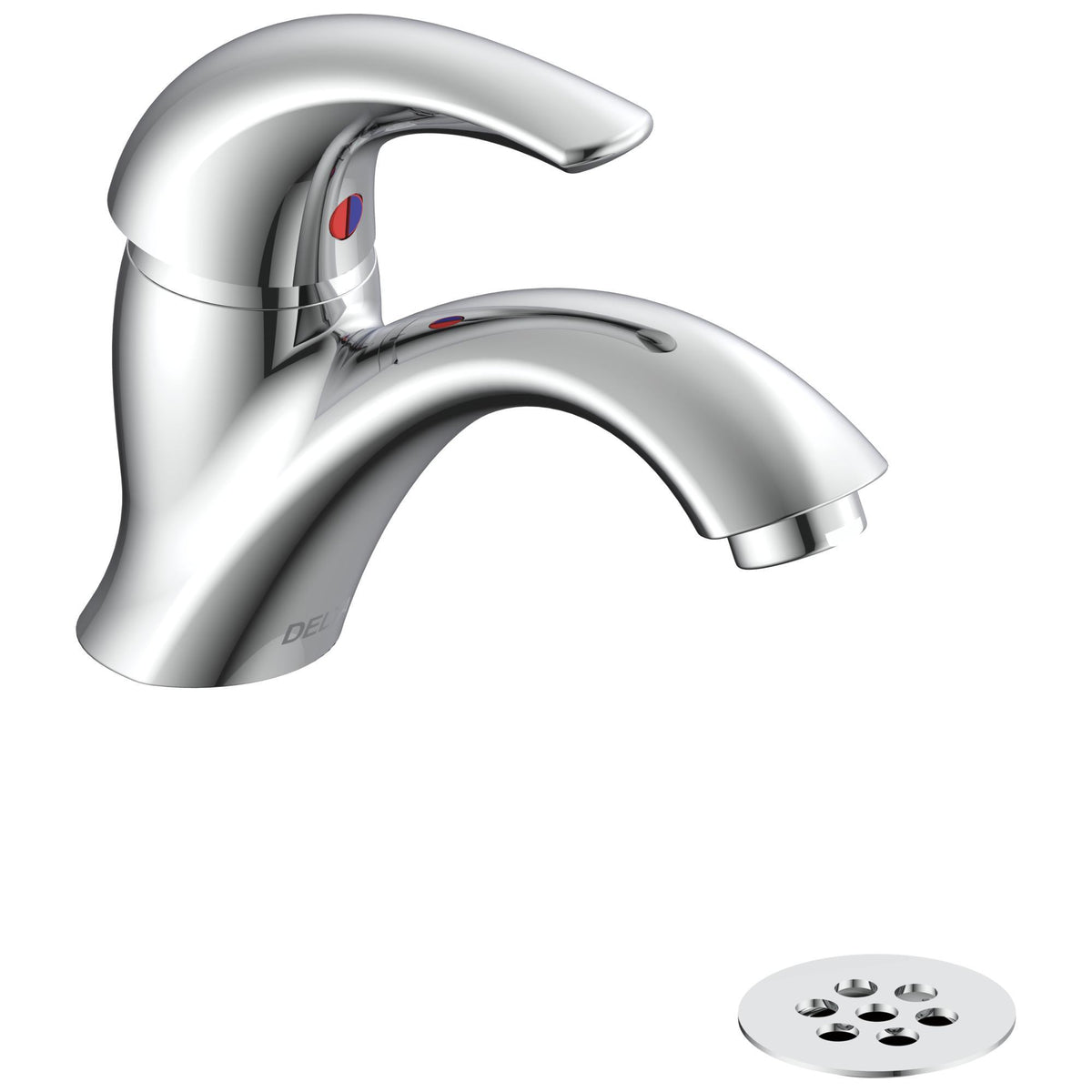 Commercial 22C951 TECK® Lavatory Faucet With Open Grid Strainer, Commercial, 0.5 gpm Flow Rate, 2-3/4 in H Spout, 1 Handles, 1 Faucet Holes, Polished Chrome, Function: Traditional