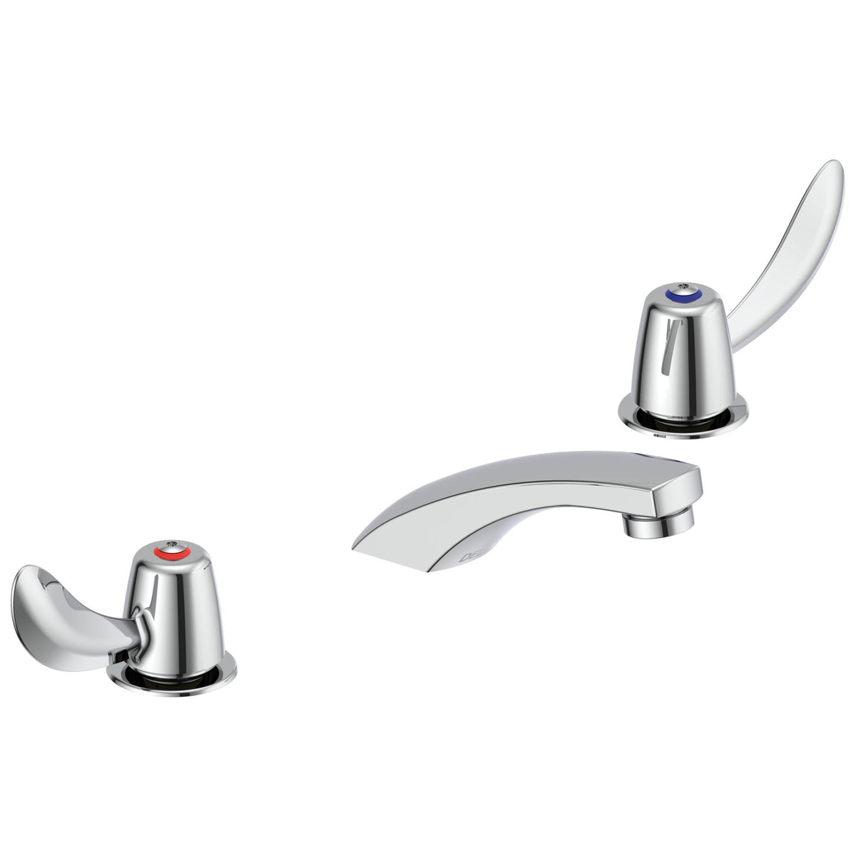 Commercial 23C332 TECK® Widespread Lavatory Faucet, Commercial, 1.5 gpm Flow Rate, 2 in H Spout, 6 to 12 in Center, Polished Chrome, 2 Handles, Import