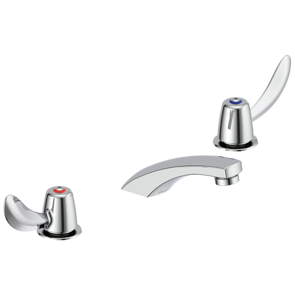 Commercial 23C342 TECK® Widespread Lavatory Faucet, Commercial, 1.5 gpm Flow Rate, 2 in H Spout, 6 to 12 in Center, Polished Chrome, 2 Handles, Import