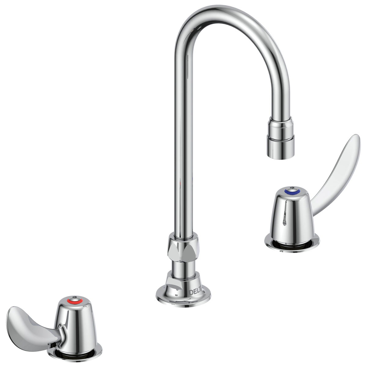 Commercial 23C622 TECK® Widespread Lavatory Faucet, Commercial, 1.5 gpm Flow Rate, 6.7 in H Spout, 6 to 12 in Center, Polished Chrome, 2 Handles, Import