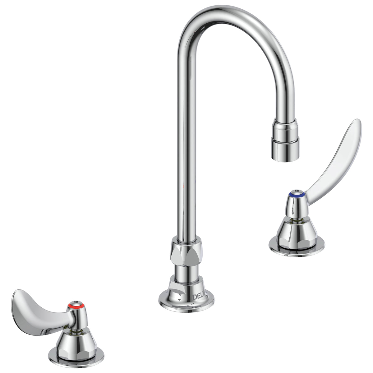 DELTA® 23C644-LS-R TECK® Widespread Lavatory Faucet, DELTA® TECK® Widespread Lavatory Faucet, Commercial, 1.5 gpm Flow Rate, 6 to 12 in Center, Polished Chrome, 2 Handles, Import