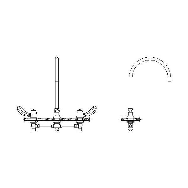 DELTA® 23C672-R TECK® Widespread Lavatory Faucet, DELTA® TECK® Widespread Lavatory Faucet, Commercial, 1 gpm Flow Rate, 6 to 12 in Center, Polished Chrome, 2 Handles, Import