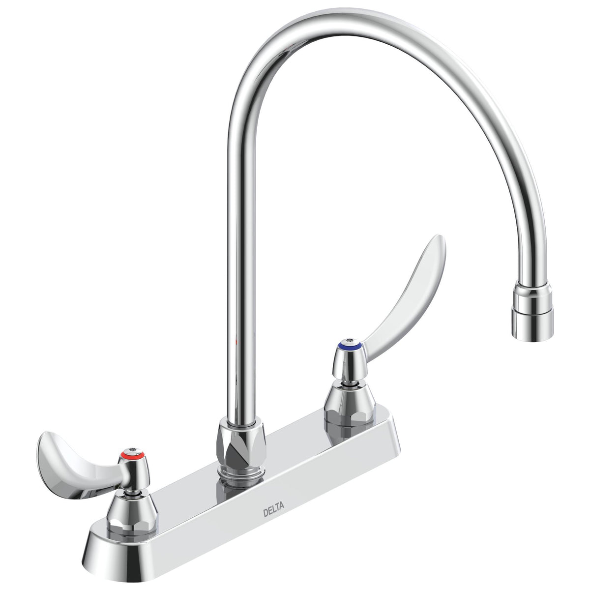 Commercial 26C3924-R7 Sink Faucet, 1.5 gpm, 8 in Center, Gooseneck Spout, Chrome Plated, 2 Handles, Side Spray(Y/N): No, Import, Commercial