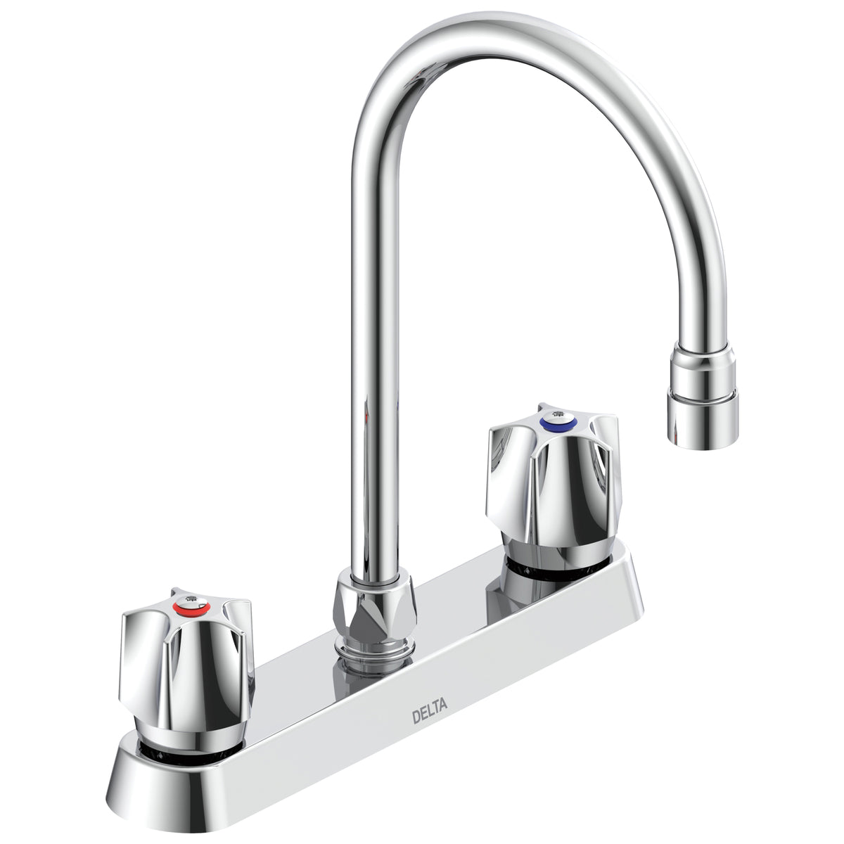 Commercial 26C3931 Sink Faucet, Commercial, 1.5 gpm Flow Rate, 8 in Center, Gooseneck Spout, Polished Chrome, 2 Handles, Import