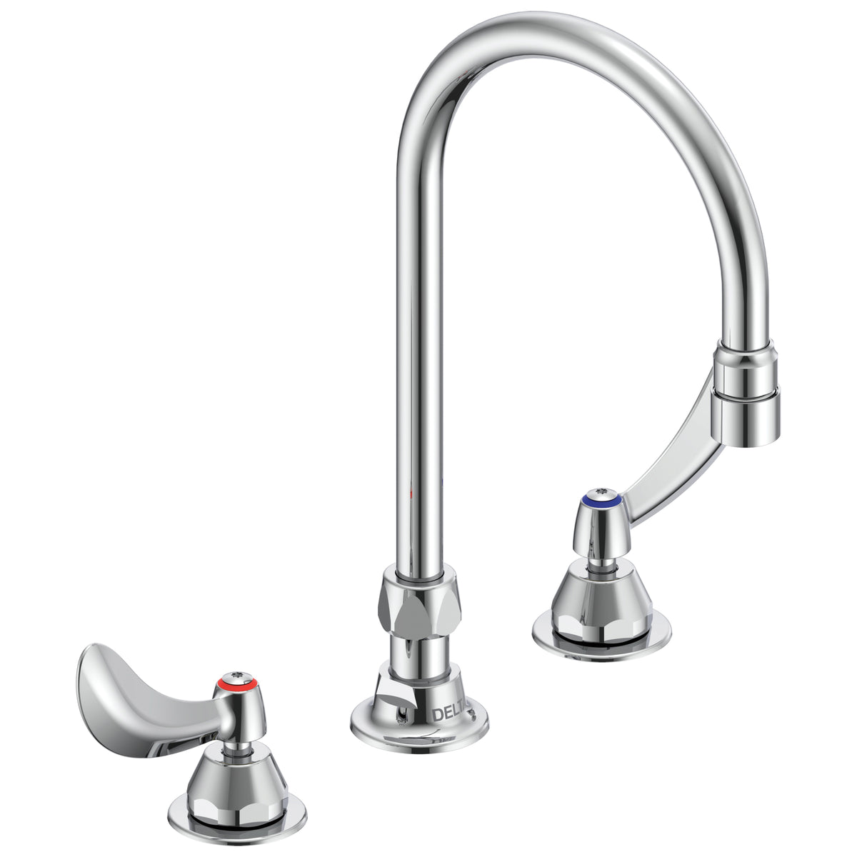 Commercial 27T2934 Kitchen Faucet, 1.5 gpm, 8 in Center, Swivel Spout, Chrome Plated, 2 Handles, Side Spray(Y/N): No, Import, Commercial