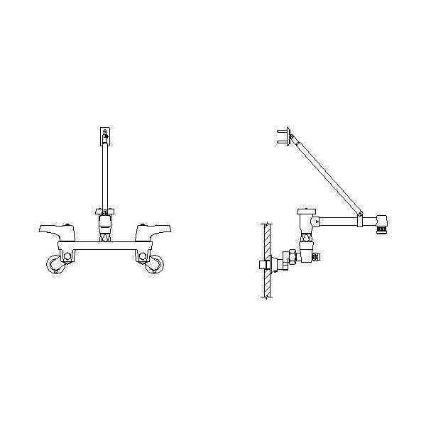 Commercial 28C2383-AC Service Sink Faucet With Integral Check Stop, Wall Mount, 2 Handles, 8 in Center, 5.5 gpm Flow Rate, Polished Chrome