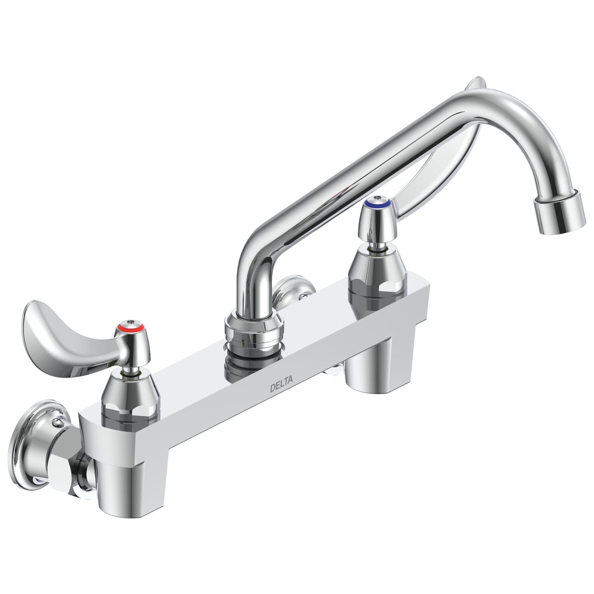 Commercial 28C4224 Sink Faucet, Commercial, 1.5 gpm Flow Rate, 8 in Center, Swivel Spout, Polished Chrome, 2 Handles, Import
