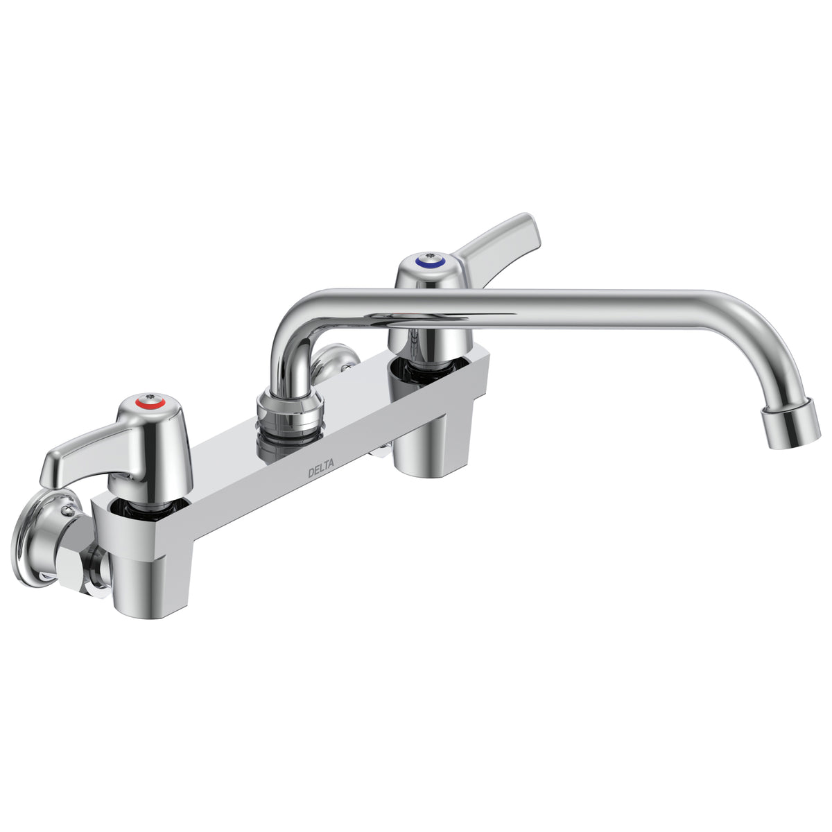 Commercial 28C4433 Sink Faucet, Wall Mount, 2 Handles, 8 in Center, 1.5 gpm Flow Rate, Polished Chrome