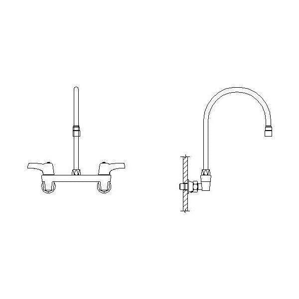 Commercial 28C4933-R7 Sink Faucet, Commercial, 1.5 gpm Flow Rate, 8 in Center, Swivel Spout, Polished Chrome, 2 Handles, Import