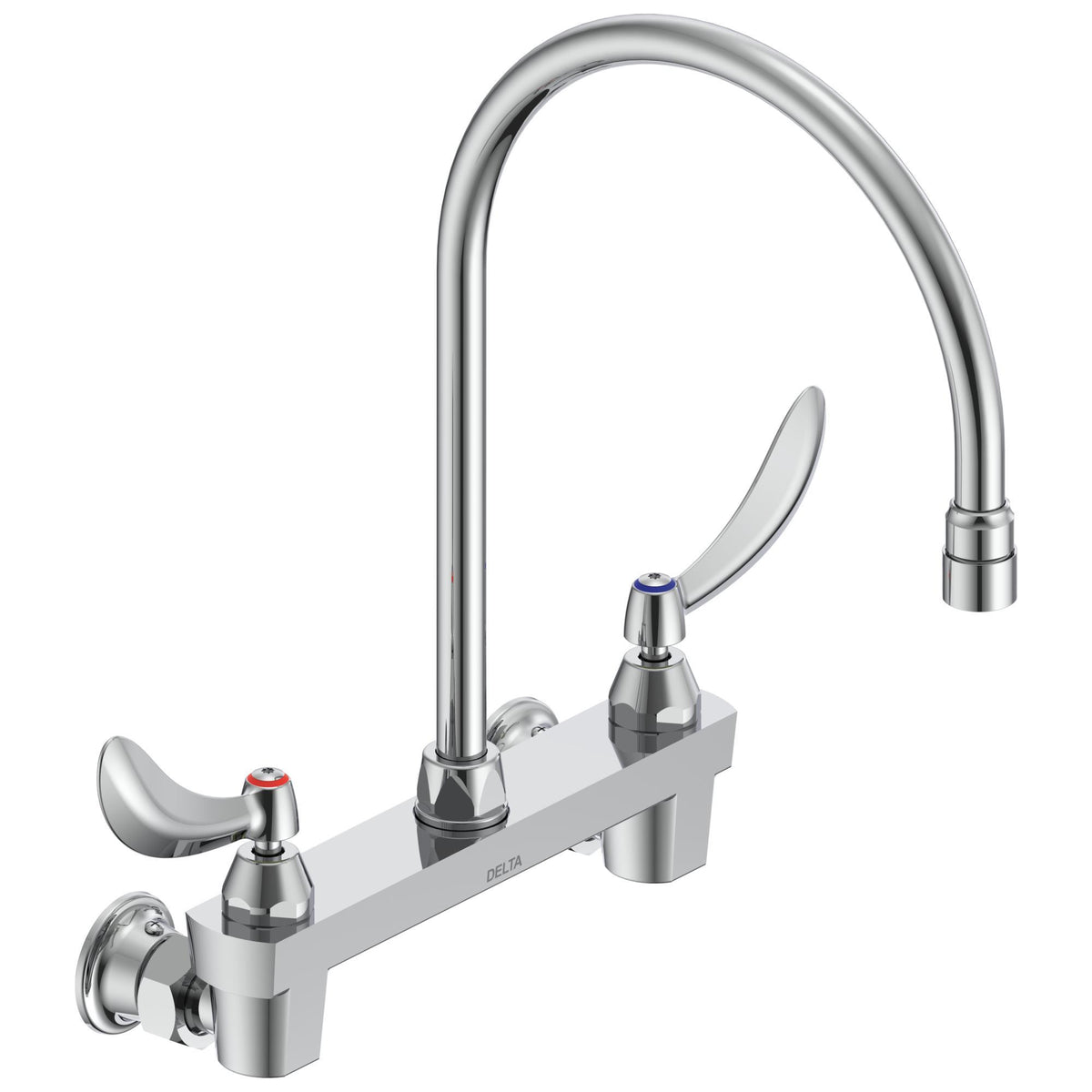Commercial 28C4934-R7 Sink Faucet, Commercial, 1.5 gpm Flow Rate, 8 in Center, Swivel Spout, Polished Chrome, 2 Handles, Import
