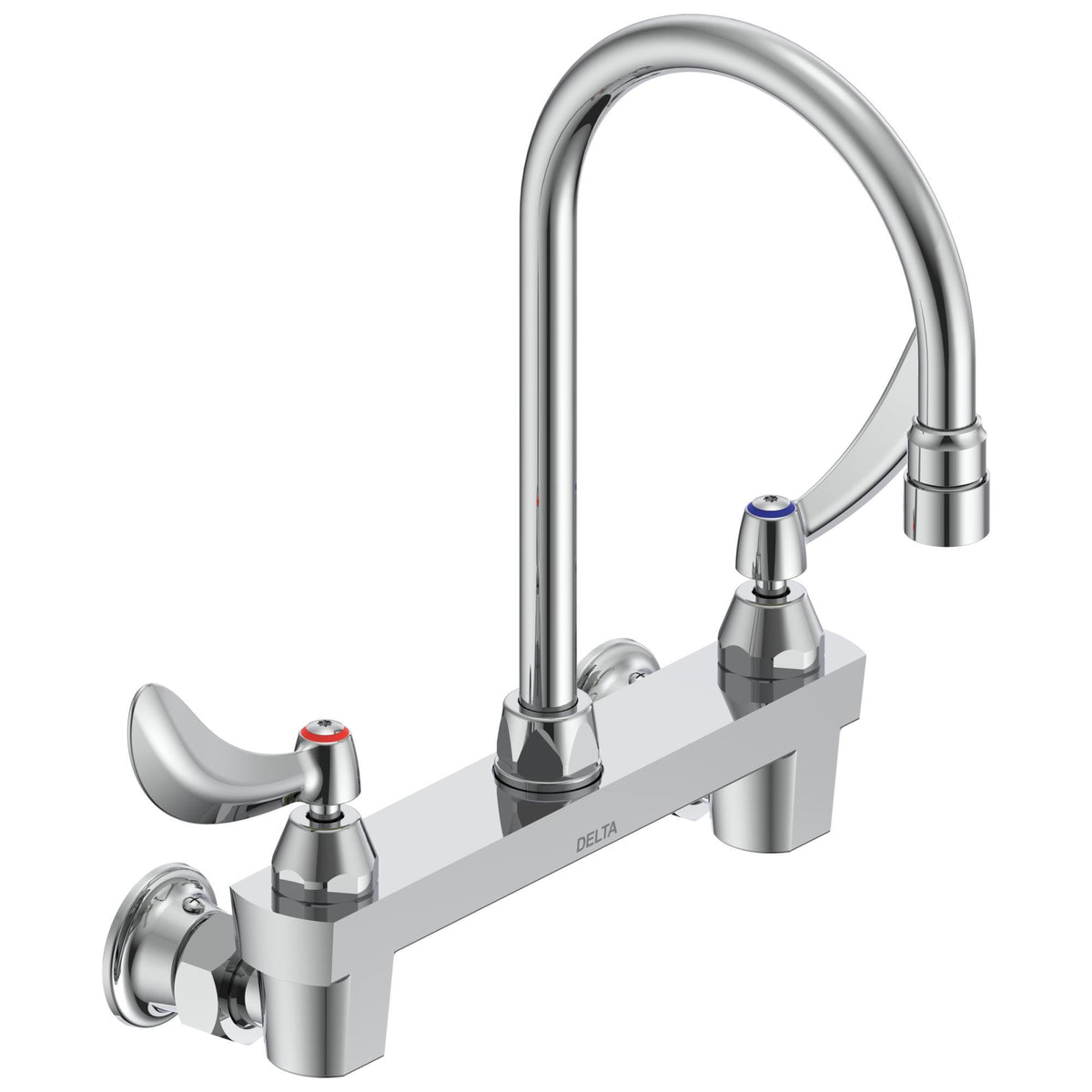 Commercial 28C4934 Sink Faucet, Commercial, 1.5 gpm Flow Rate, 8 in Center, Swivel Spout, Polished Chrome, 2 Handles, Import