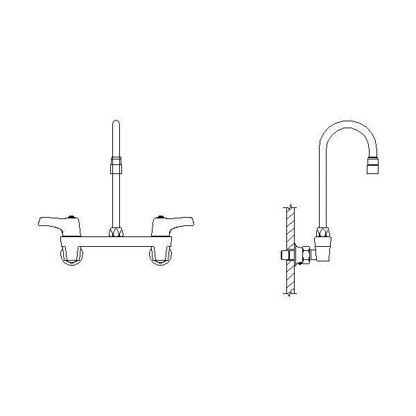 Commercial 28C4943-R2 Sink Faucet, Commercial, 1.5 gpm Flow Rate, 8 in Center, Swivel Spout, Polished Chrome, 2 Handles, Import