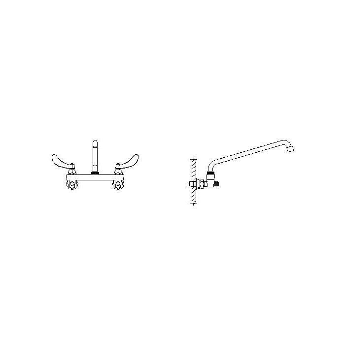 Commercial 28C6224-S8 28T Sink Faucet With Integral Check Stop, Commercial, 1.5 gpm Flow Rate, 8 in Center, Swivel Tubular Spout, Polished Chrome, 2 Handles, Import