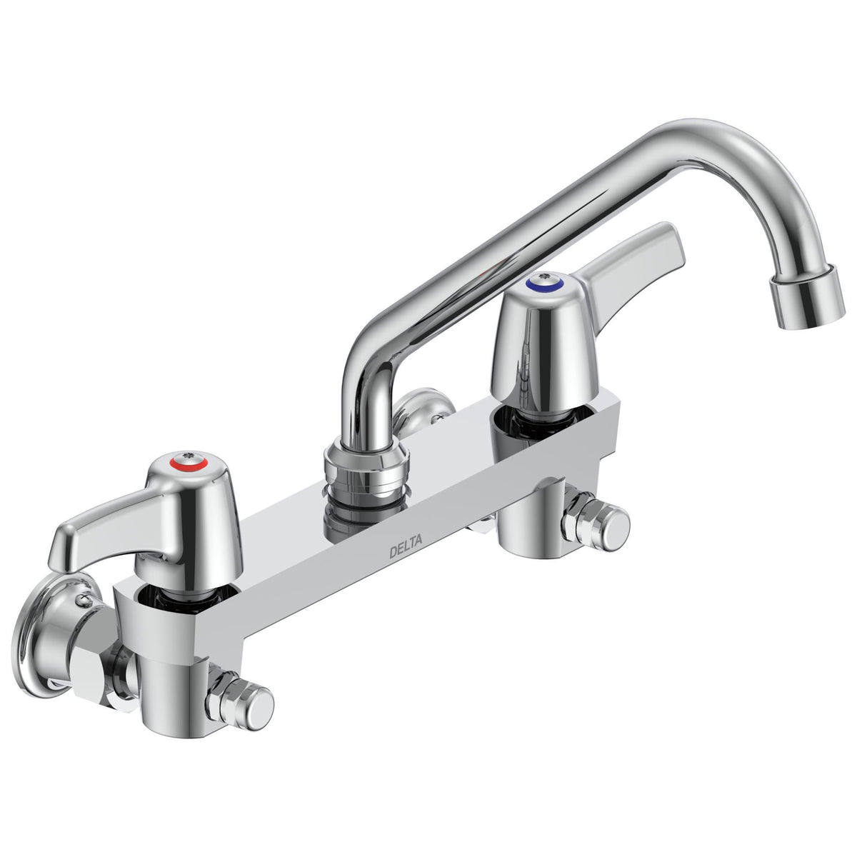 Commercial 28C6233 Sink Faucet, Commercial, 1.5 gpm Flow Rate, 8 in Center, Swivel Spout, Polished Chrome, 2 Handles, Import