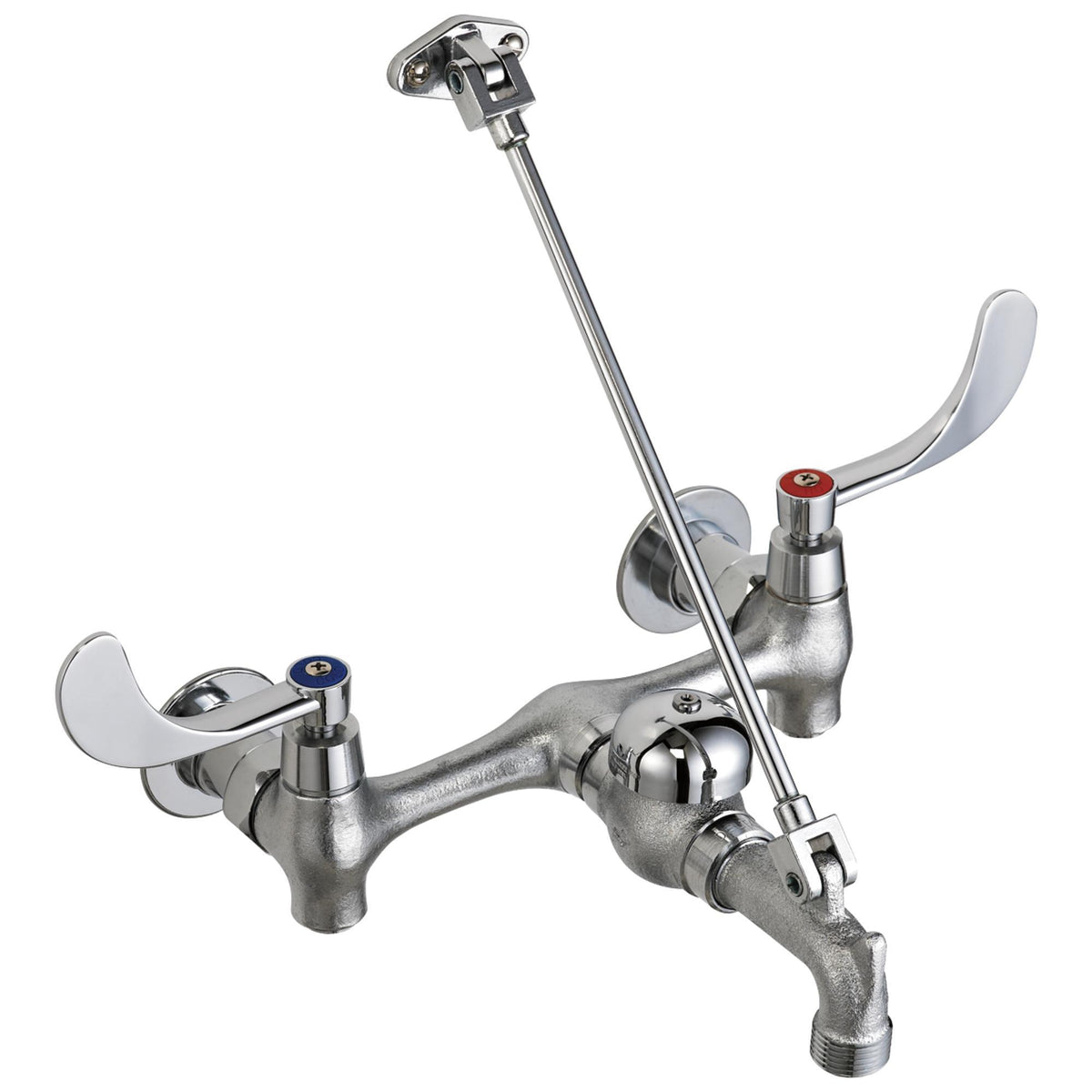 Commercial 28C9LH Service Sink Faucet, Wall Mount, 2 Handles, 8 in Center, Rough Chrome