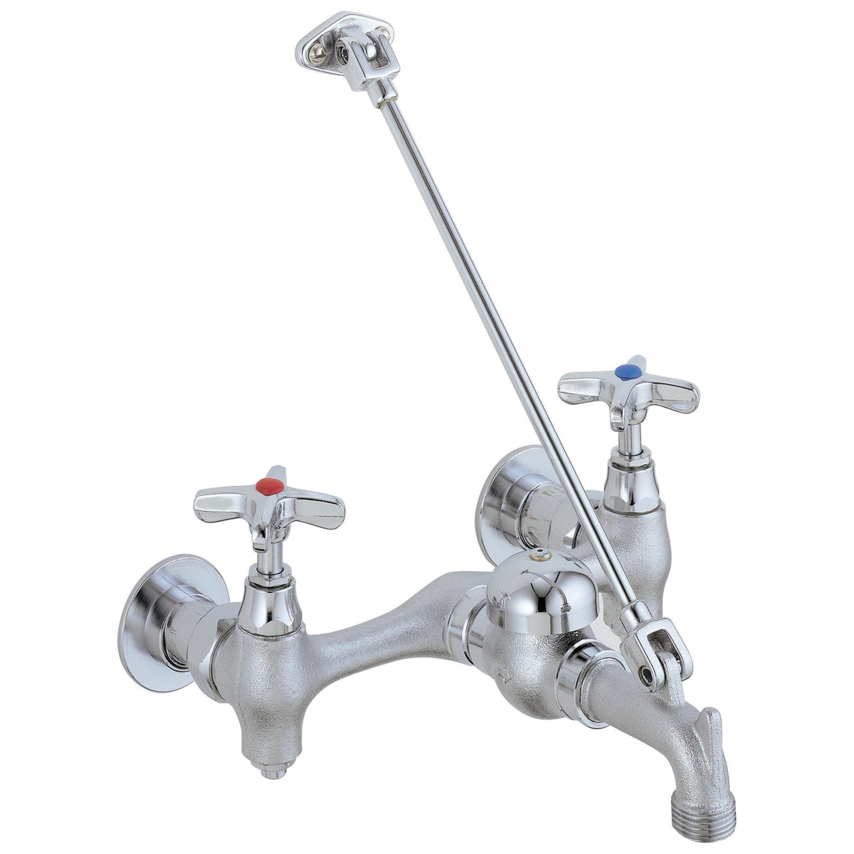 Commercial 28T9 Service Sink Faucet, Wall Mount, 2 Handles, 8 in Center, 5.2 gpm Flow Rate, Rough Chrome