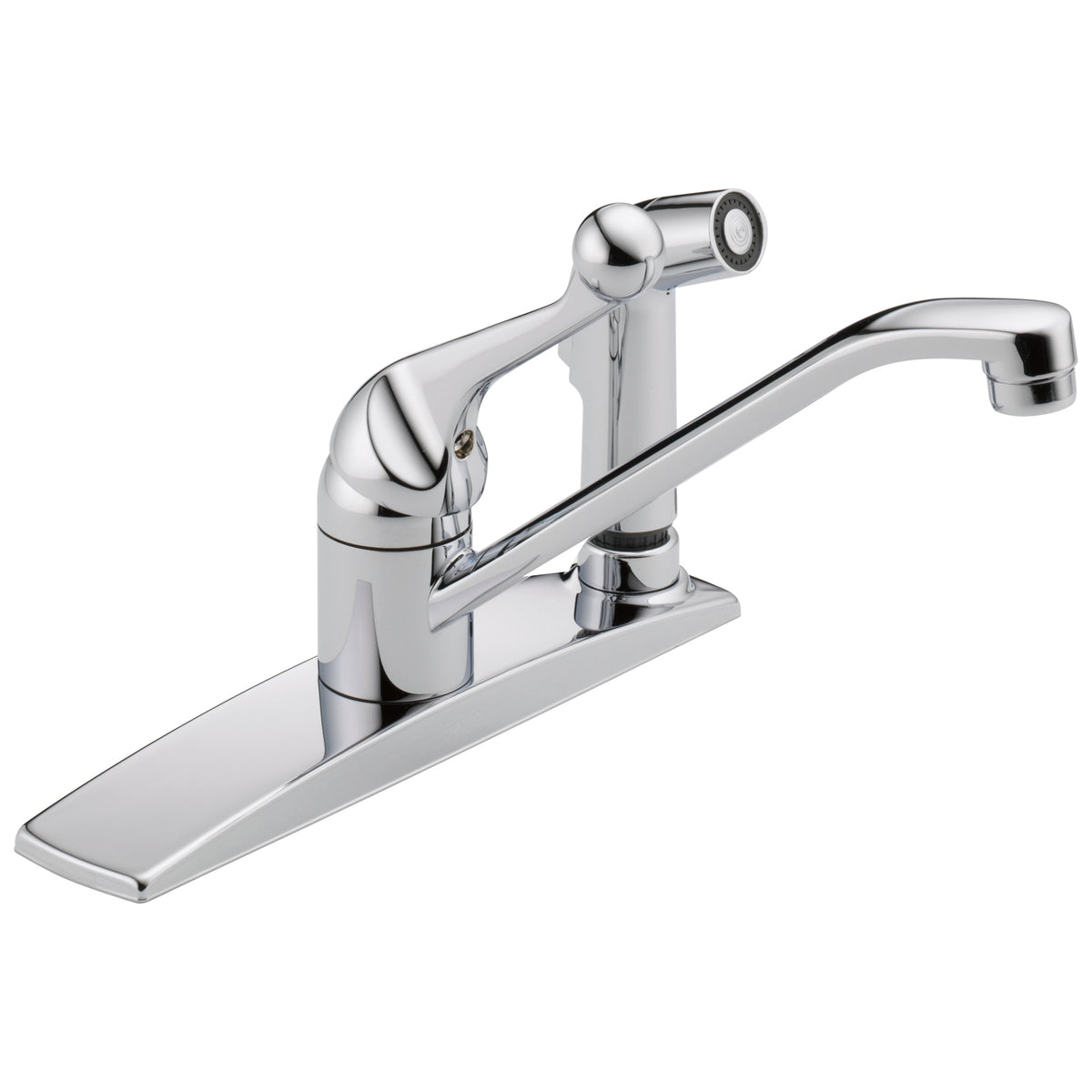 DELTA® 300LF-WF Classic Kitchen Faucet, 1.8 gpm Flow Rate, 8 in Center, Swivel Spout, Polished Chrome, 1 Handles, Domestic