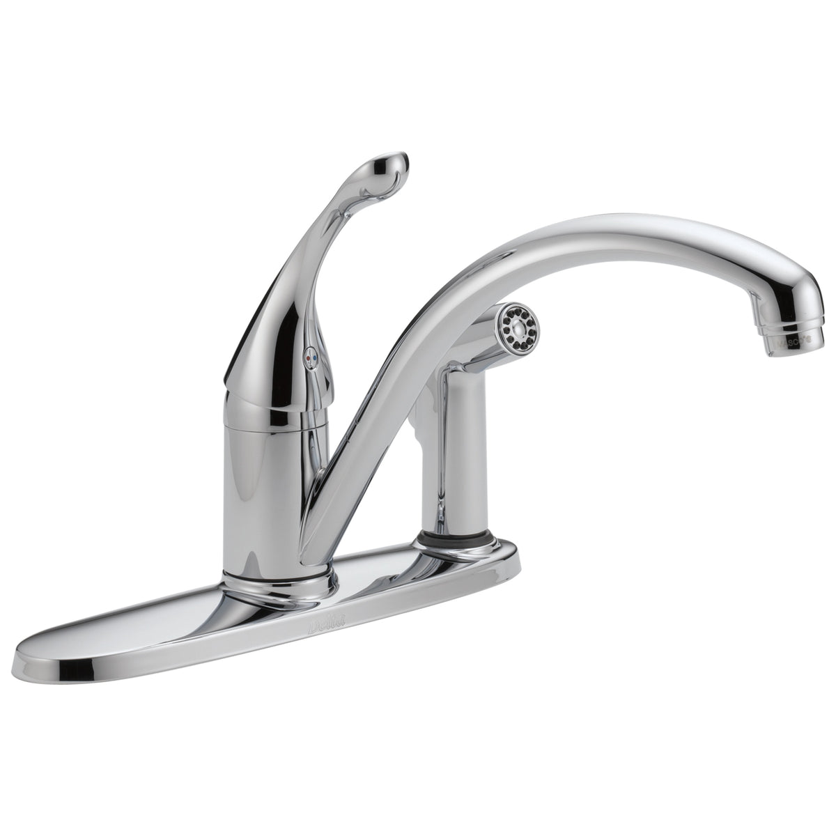 DELTA® 340 Collins™ Kitchen Faucet, DELTA® Collins™ Kitchen Faucet, 1.8 gpm Flow Rate, 8 in Center, Swivel Spout, 1 Handles, Domestic