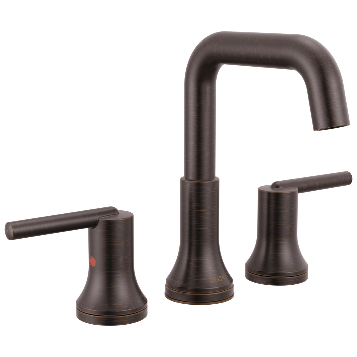 DELTA® 3554-RBMPU-DST 3554 Trinsic® Widespread Bathroom Faucet, Commercial/Residential, 1.2 gpm Flow Rate, 5.3125 in H Spout, 4 to 16 in Center, Venetian Bronze, 2 Handles, Pop-Up Drain