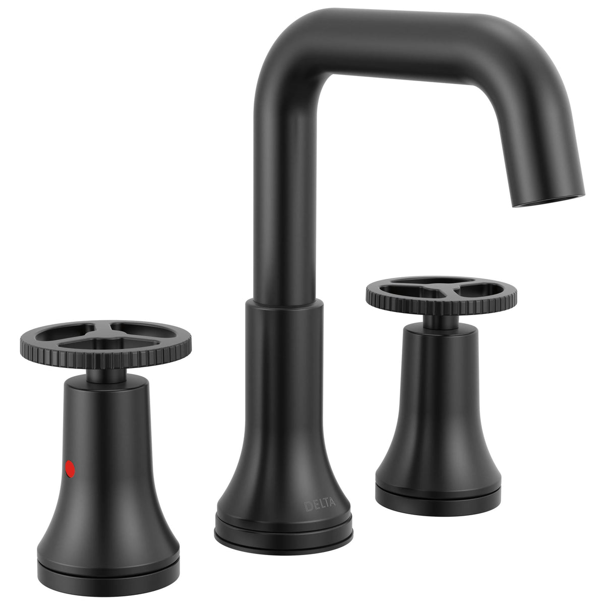 DELTA® 35547-BLMPU-DST 35547 Trinsic® Widespread Bathroom Faucet, Commercial/Residential, 1.2 gpm Flow Rate, 5.3125 in H Spout, 6 to 16 in Center, Matte Black, 2 Handles, Pop-Up Drain