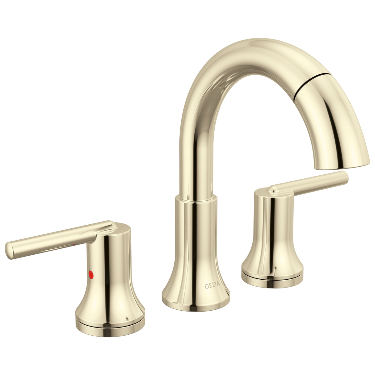 DELTA® 3559-PNPD-DST 3559 Trinsic® Widespread Bathroom Faucet, Commercial/Residential, 1.2 gpm Flow Rate, 5.06 in H Spout, 4 to 16 in Center, Polished Nickel, 2 Handles, Pop-Up Drain