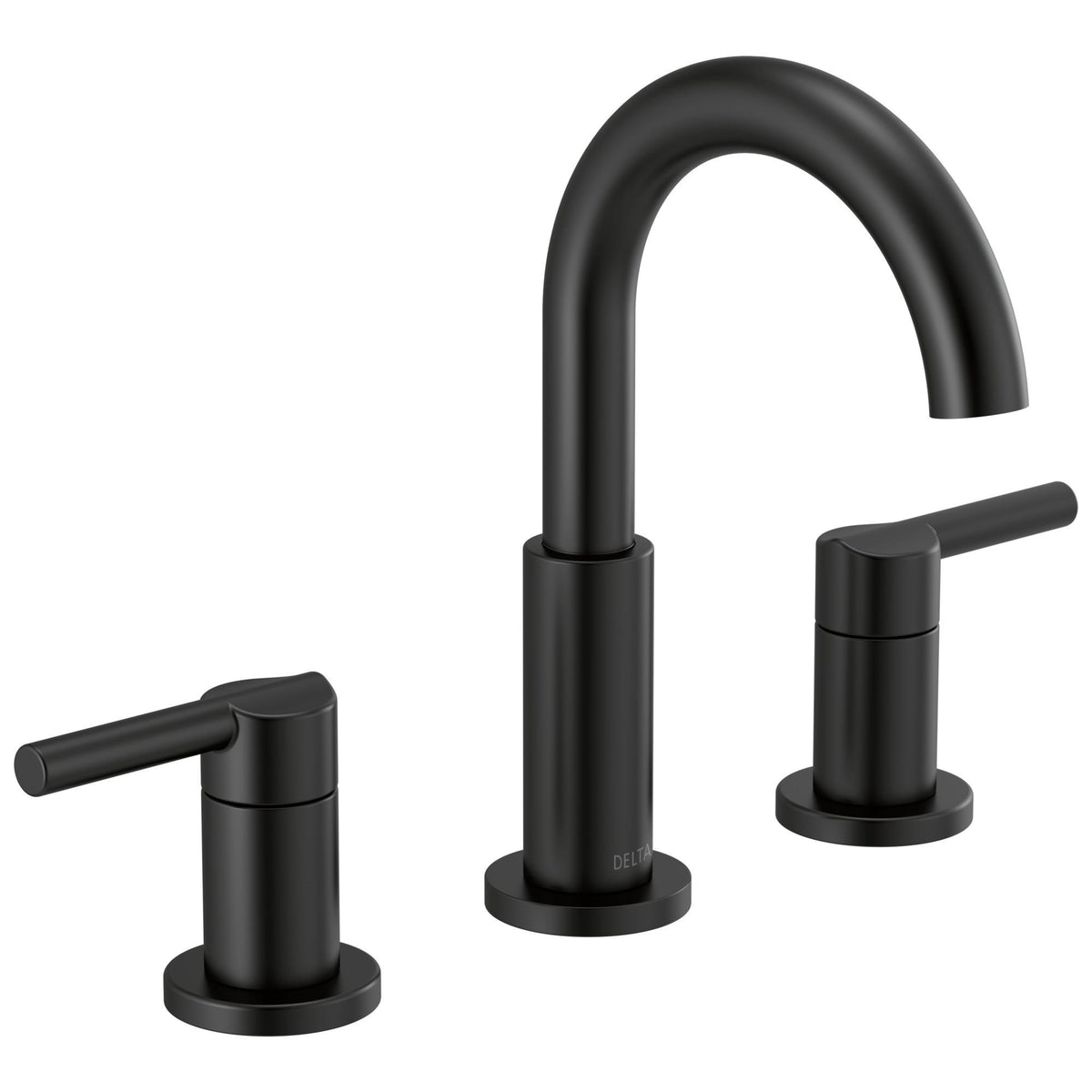 DELTA® 35749LF-BL Nicoli™ Widespread Bathroom Faucet, 1.2 gpm Flow Rate, 5-13/16 in H Spout, 6 to 16 in Center, Matte Black, 2 Handles, Pop-Up Drain, Import