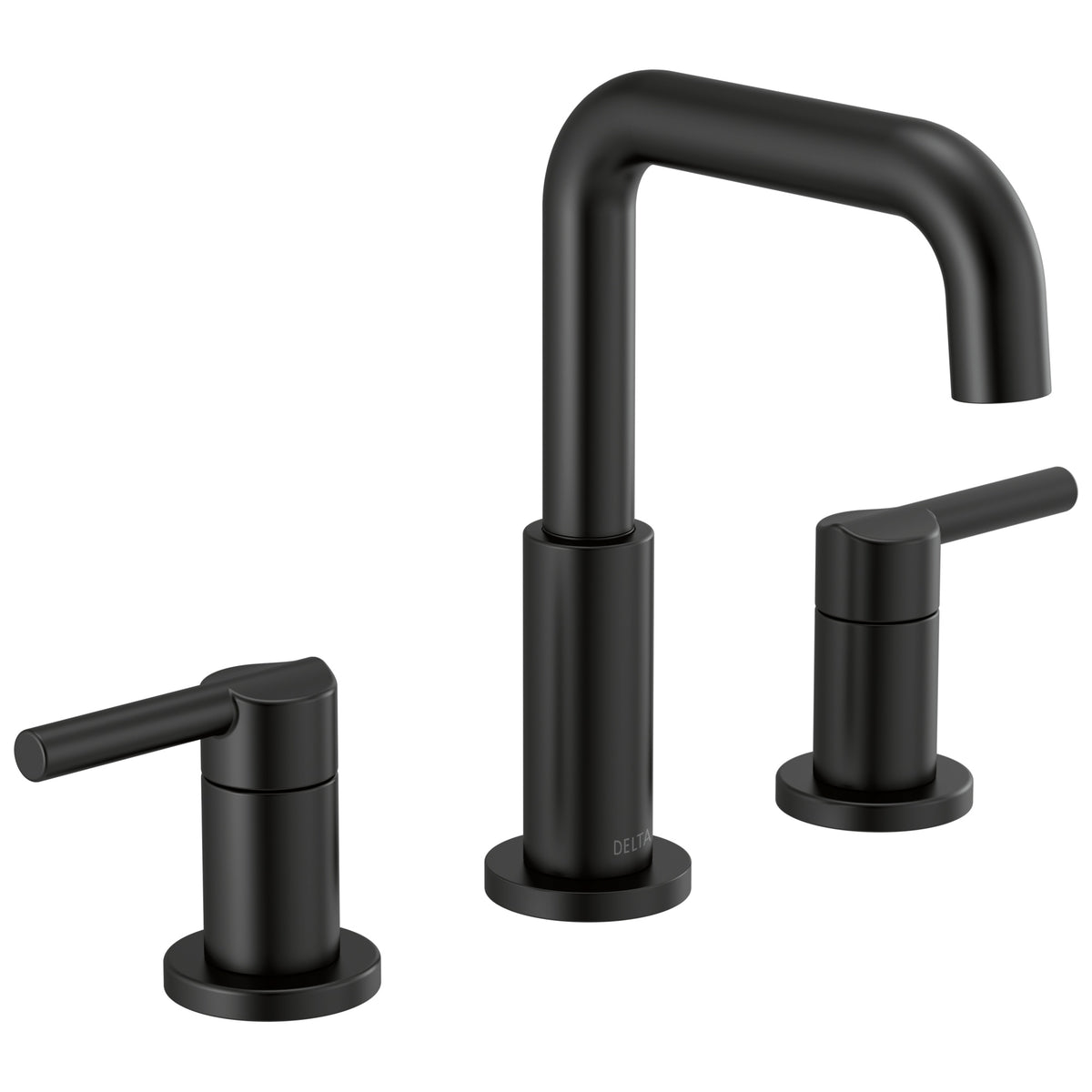 DELTA® 35849LF-BL Nicoli™ Widespread Bathroom Faucet, 1.2 gpm Flow Rate, 5-7/8 in H Spout, 6 to 16 in Center, Matte Black, 2 Handles, Pop-Up Drain, Import