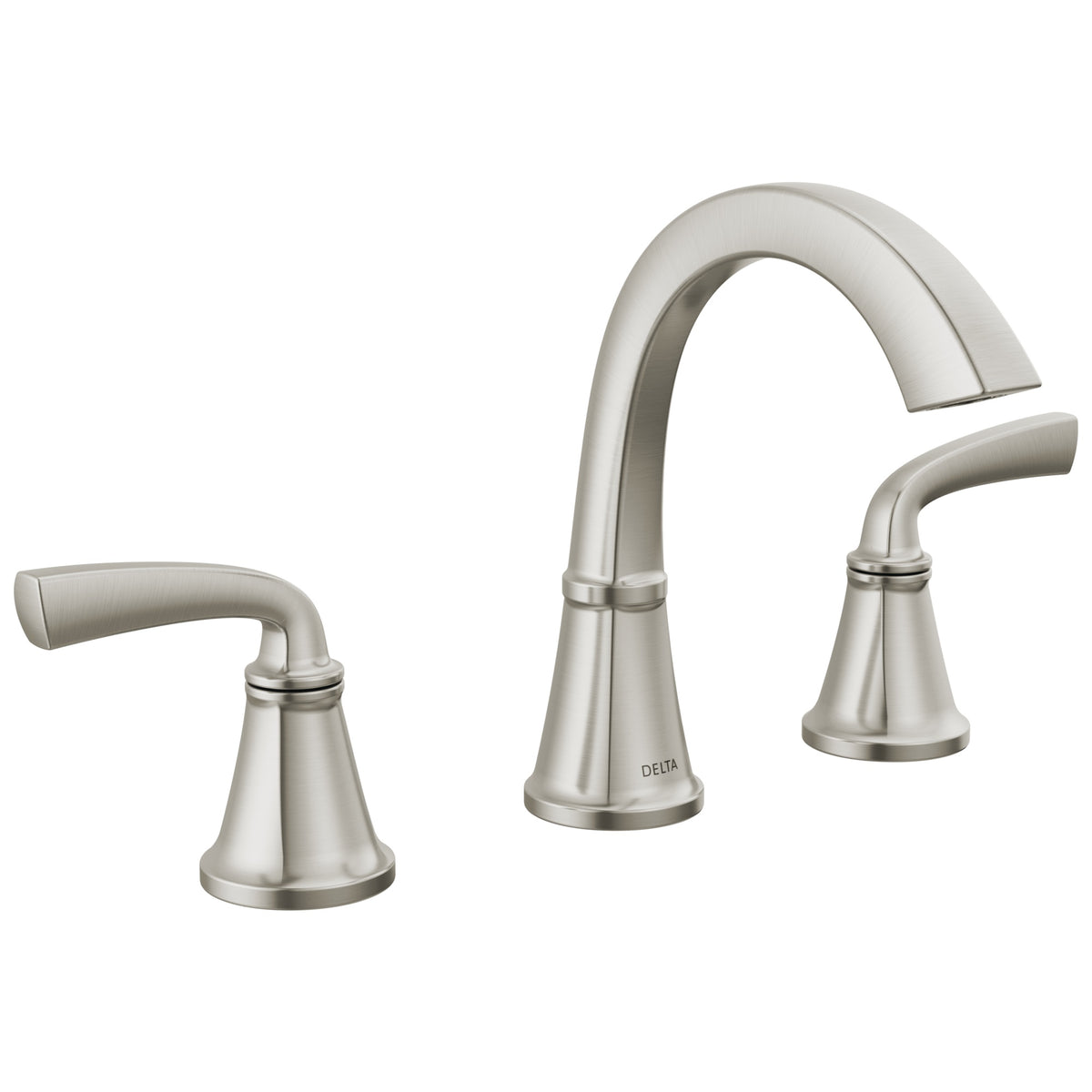 DELTA® 35864LF-SP Geist™ Widespread Bathroom Faucet, 1.2 gpm Flow Rate, 5 in H Spout, 6 to 16 in Center, Spotshield Brushed Nickel, 2 Handles, Metal Push Pop-Up Drain, Import