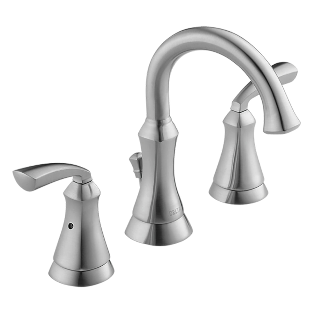 DELTA® 35962LF-SS-ECO Mandara™ Widespread Lavatory Faucet, Commercial, 1.2 gpm Flow Rate, 4-9/32 in H Spout, 6 to 16 in Center, Brilliance® Stainless Steel, 2 Handles, Pop-Up Drain, Import