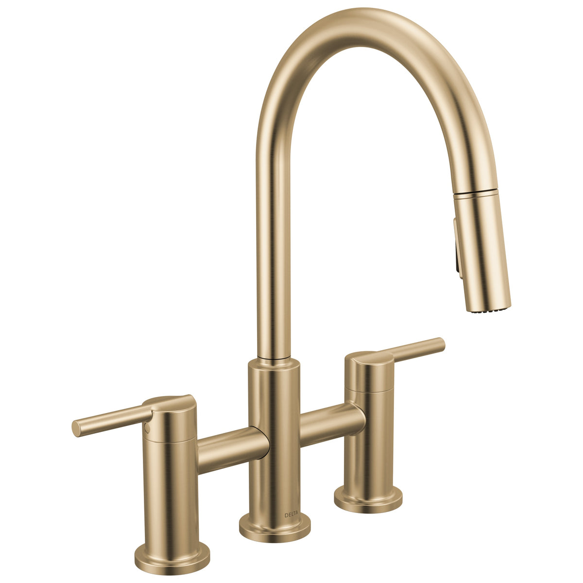 Nicoli - Soft Touch Bridge Kitchen Faucet - Champagne Bronze