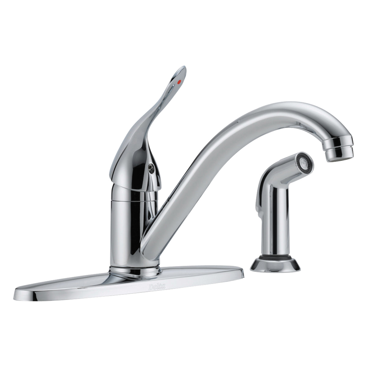 Commercial 400LF-HDF HDF® Kitchen Faucet, Commercial, 1.8 gpm Flow Rate, 8 in Center, 180 deg Long Swivel Spout, Polished Chrome, 1 Handles, Import
