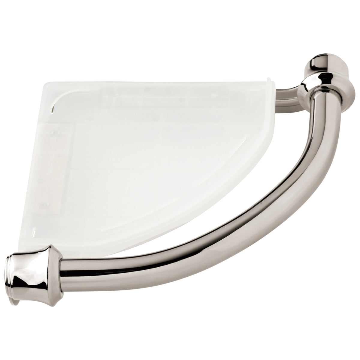 DELTA® 41316-PN Traditional Corner Shelf With Assist Bar, Decor Assist™, 8-15/16 in OAL x 8-15/16 in OAD x 2-1/2 in OAH, Plastic, Import