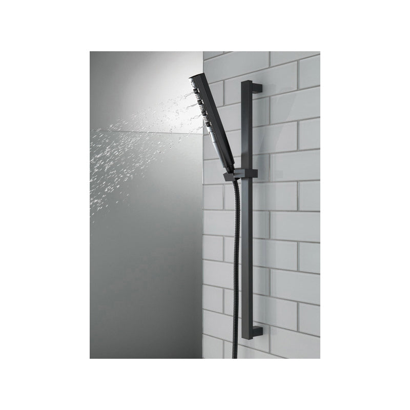 DELTA® 51140-BL Zura™ Hand Shower, 5-Function Shower Head, 2 gpm Flow Rate, 60 to 82 in L Hose, 1/2 in IPS Connection, Matte Black, Import