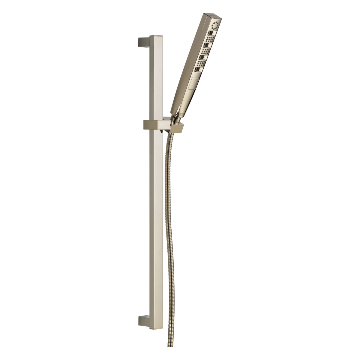 DELTA® 51140-PN Zura™ Hand Shower, 5-Function Shower Head, 2 gpm Flow Rate, 60 to 82 in L Hose, 1/2 in IPS Connection, Polished Nickel, Import