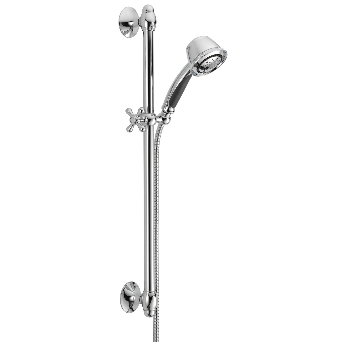 DELTA® 51508 Premium Hand Shower, 5-Function Shower Head, 2.5 gpm Flow Rate, 60 to 82 in L Hose, 1/2 in Female Connection, Polished Chrome, Import