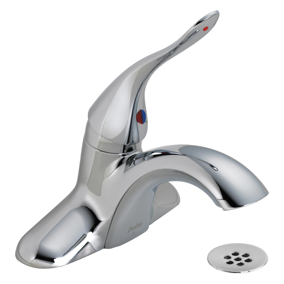 Commercial 516LF-HDF HDF® Centerset Lavatory Faucet, Polished Chrome, 1 Handles, Grid Strainer Drain, 1.2 gpm Flow Rate