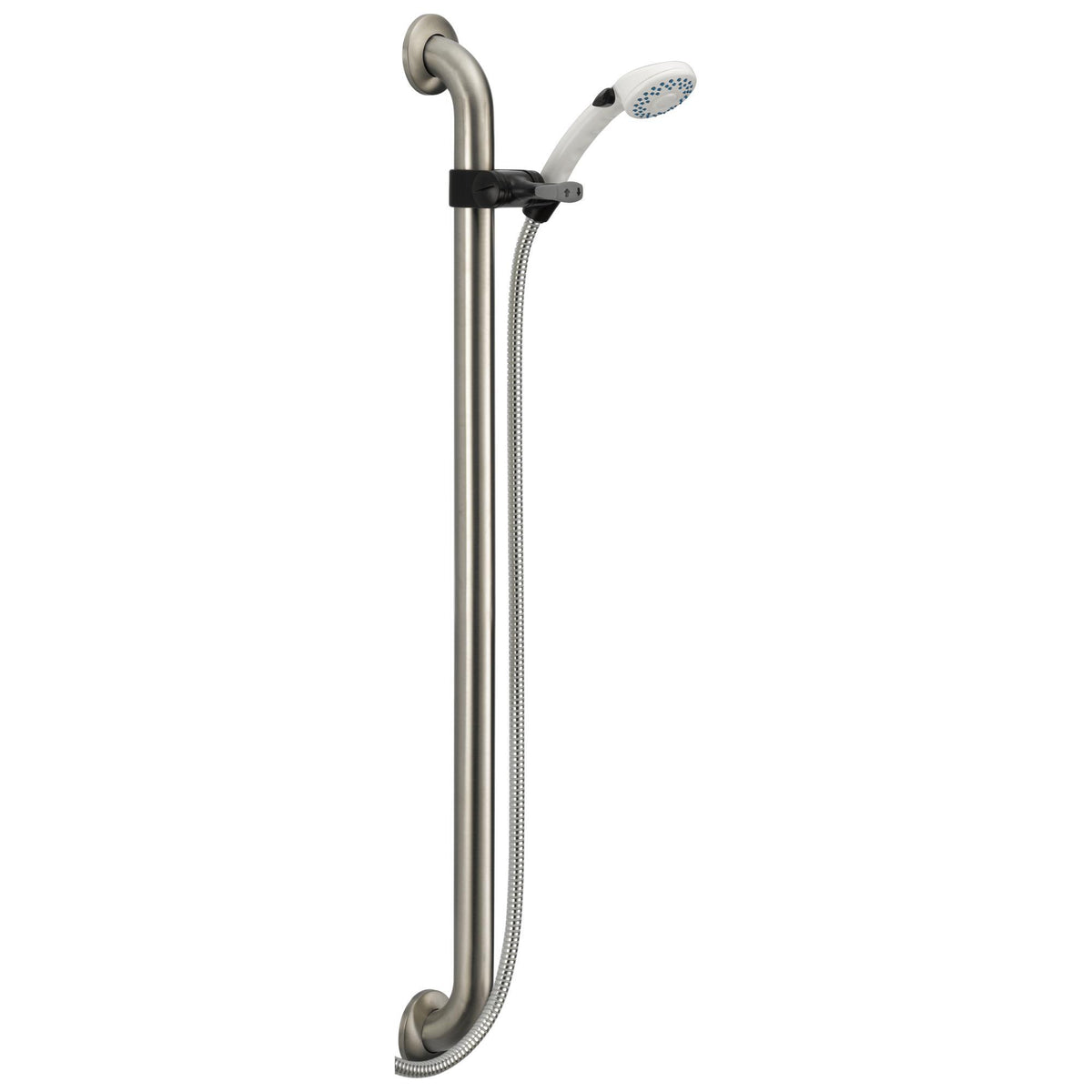 DELTA® 52003-DS Hand Shower, 4 in Dia 2-Function Shower Head, 2.5 gpm Flow Rate, 60 in L Hose, 1/2 in Connection, Stainless Steel, Import