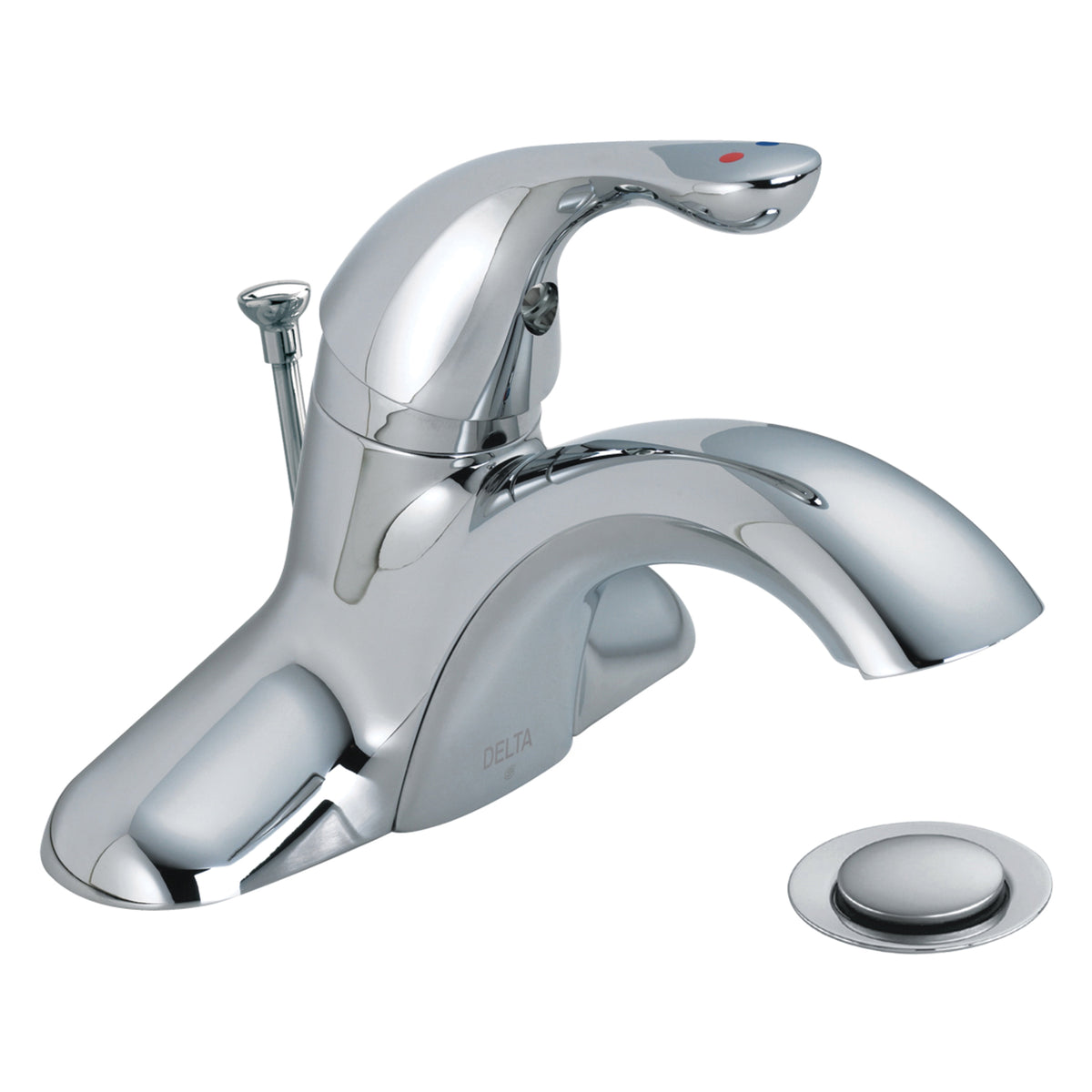 Commercial 520LF-HGMHDF HDF® Centerset Lavatory Faucet, Polished Chrome, 1 Handles, Metal Pop-Up Drain, 0.5 gpm Flow Rate