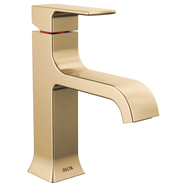 DELTA® 539-CZMPU-DST Velum Single Handle Bathroom Faucet, Commercial/Residential, 1.2 gpm Flow Rate, 3-3/4 in H Spout, 1 Handles, Metal Push Pop-Up Drain, 3 Faucet Holes, Champagne Bronze