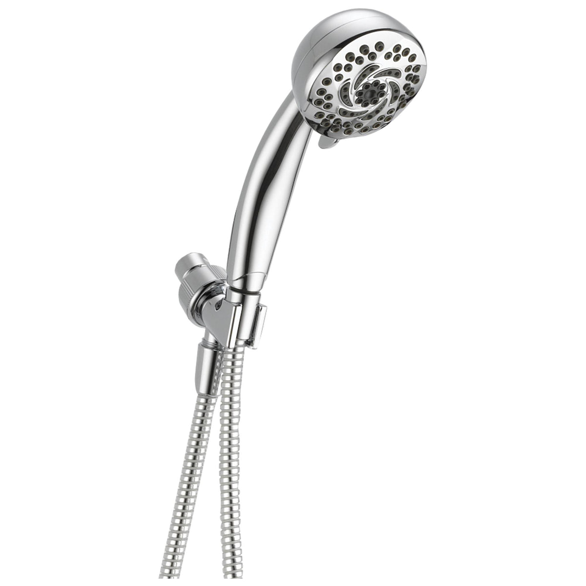 DELTA® 54436-PK Hand Shower, 3-5/8 in Dia 5-Function Shower Head, 2 gpm Flow Rate, 60 in L Hose, Polished Chrome, Import