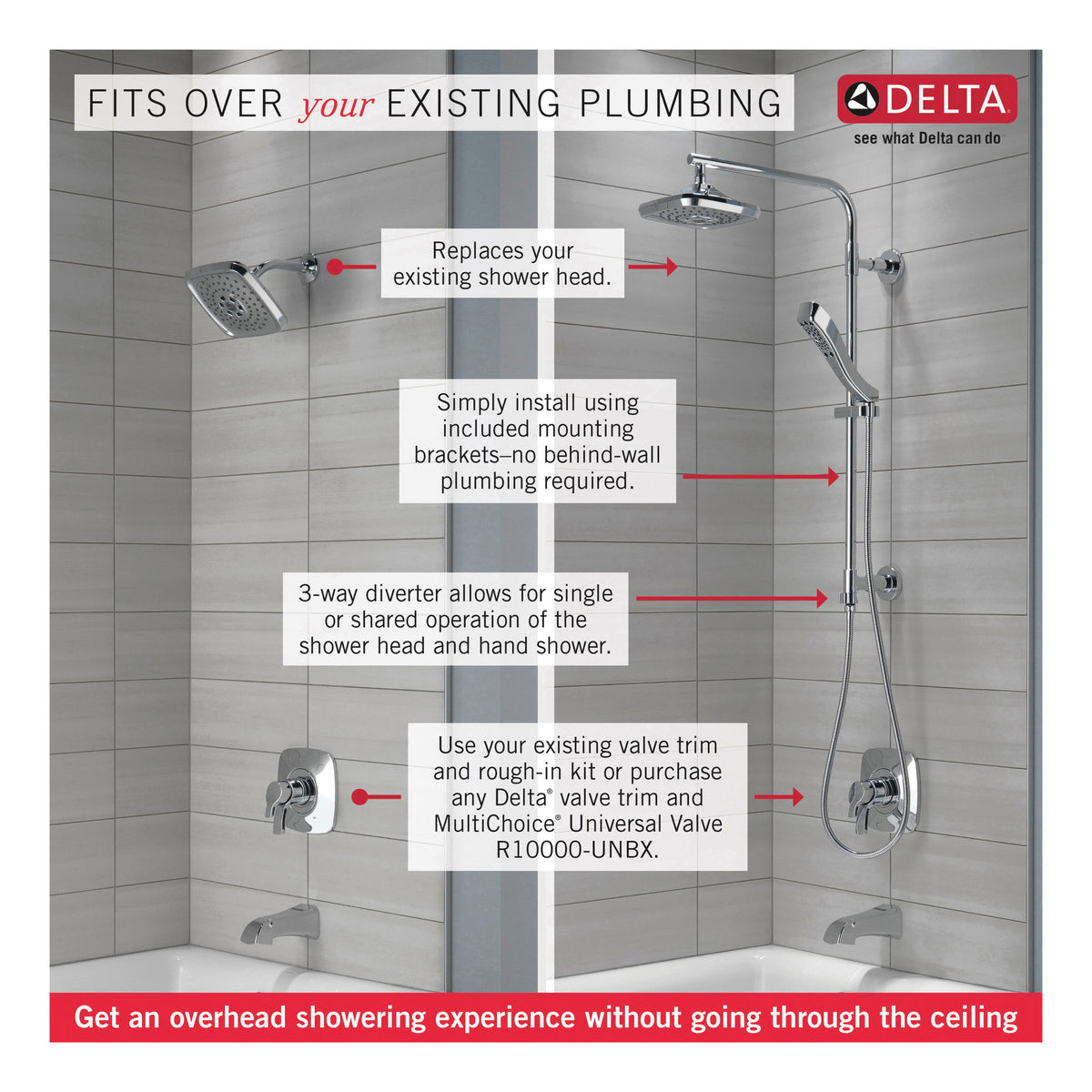 Emerge - Angular Shower Column - Wall Installation