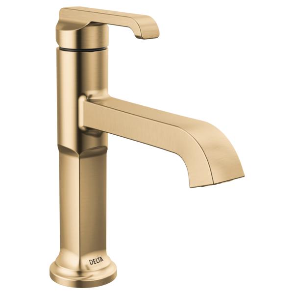 DELTA® 589-CZ-PR-LPU-DST Tetra™ Single Handle Bathroom Faucet, 1.2 gpm Flow Rate, 1 Handles, Pop-Up Drain, 1 Faucet Holes, Lumicoat Champagne Bronze, Lavatory Function