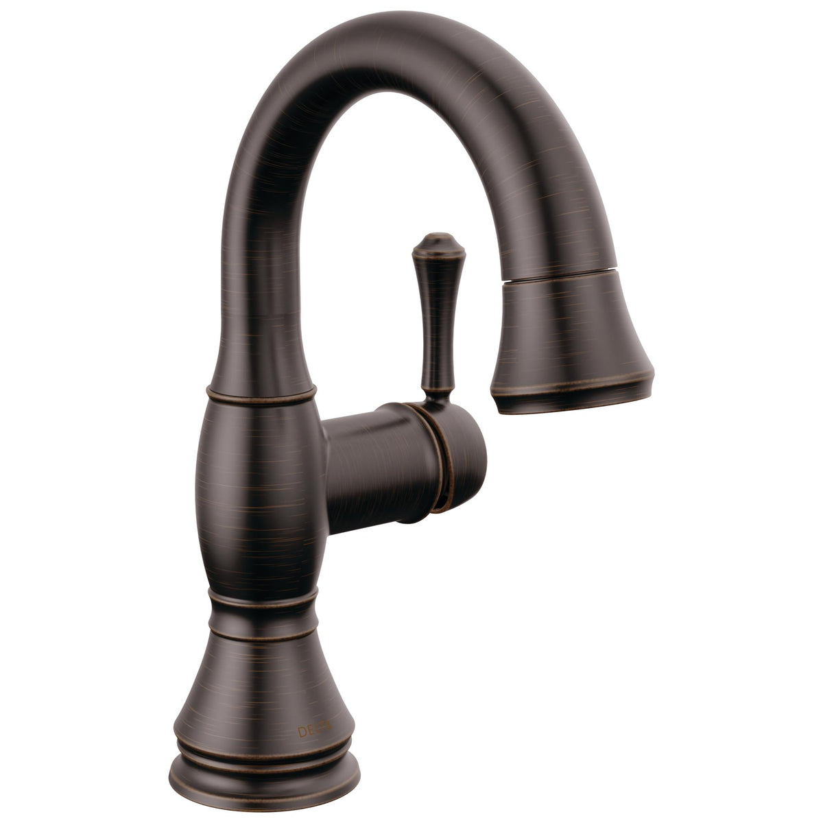 DELTA® 597-RBPD-DST Cassidy™ Single Handle Bathroom Faucet, 1.2 gpm Flow Rate, 5-5/16 in H Spout, 1 Handles, Metal Pop-Up Drain, 1 or 3 Faucet Holes, Venetian Bronze