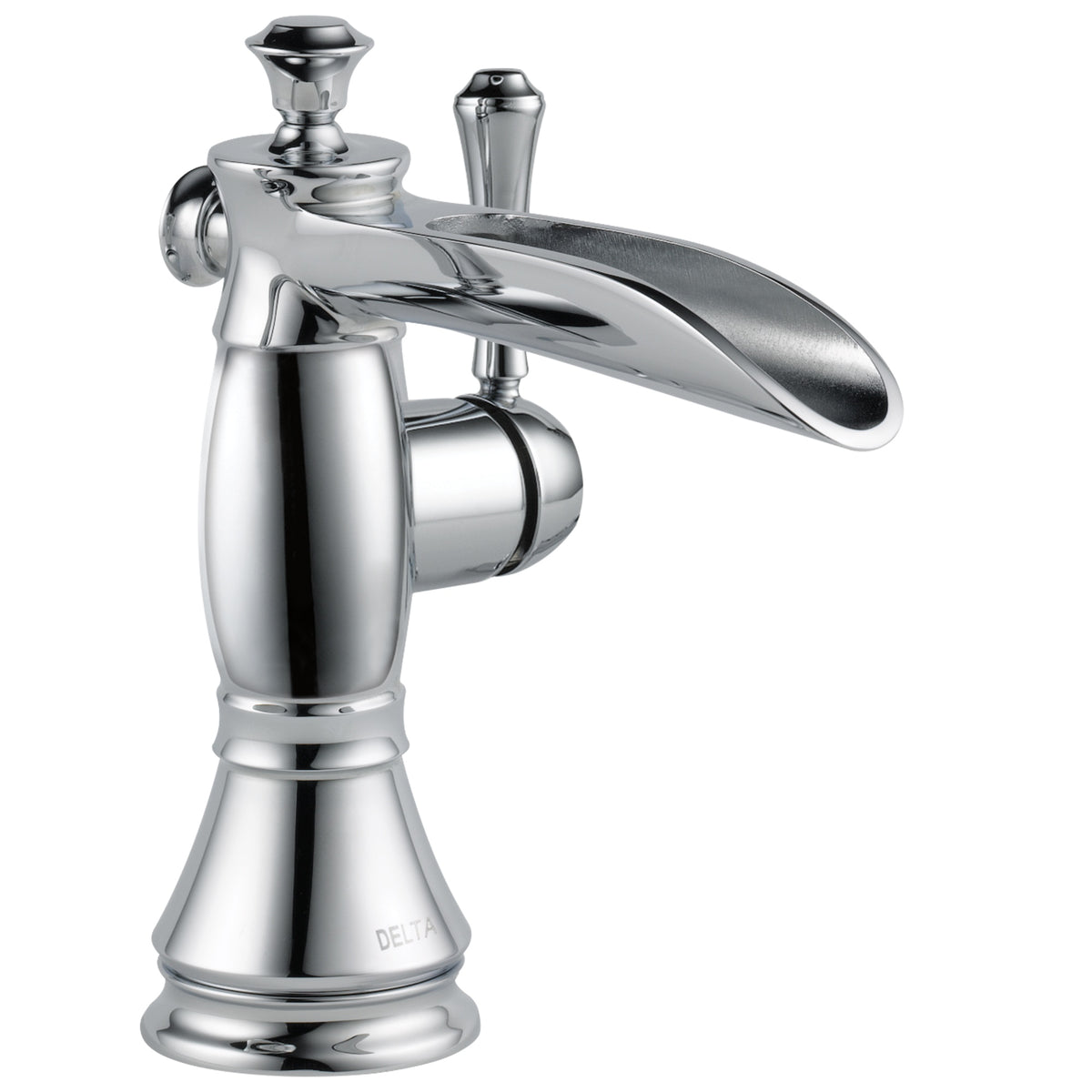 DELTA® Cassidy™, 1.2 gpm, 4-11/16 in H Spout, 1 Handles, Pop-Up Drain, 1/3 Faucet Holes, Function: Traditional, Commercial