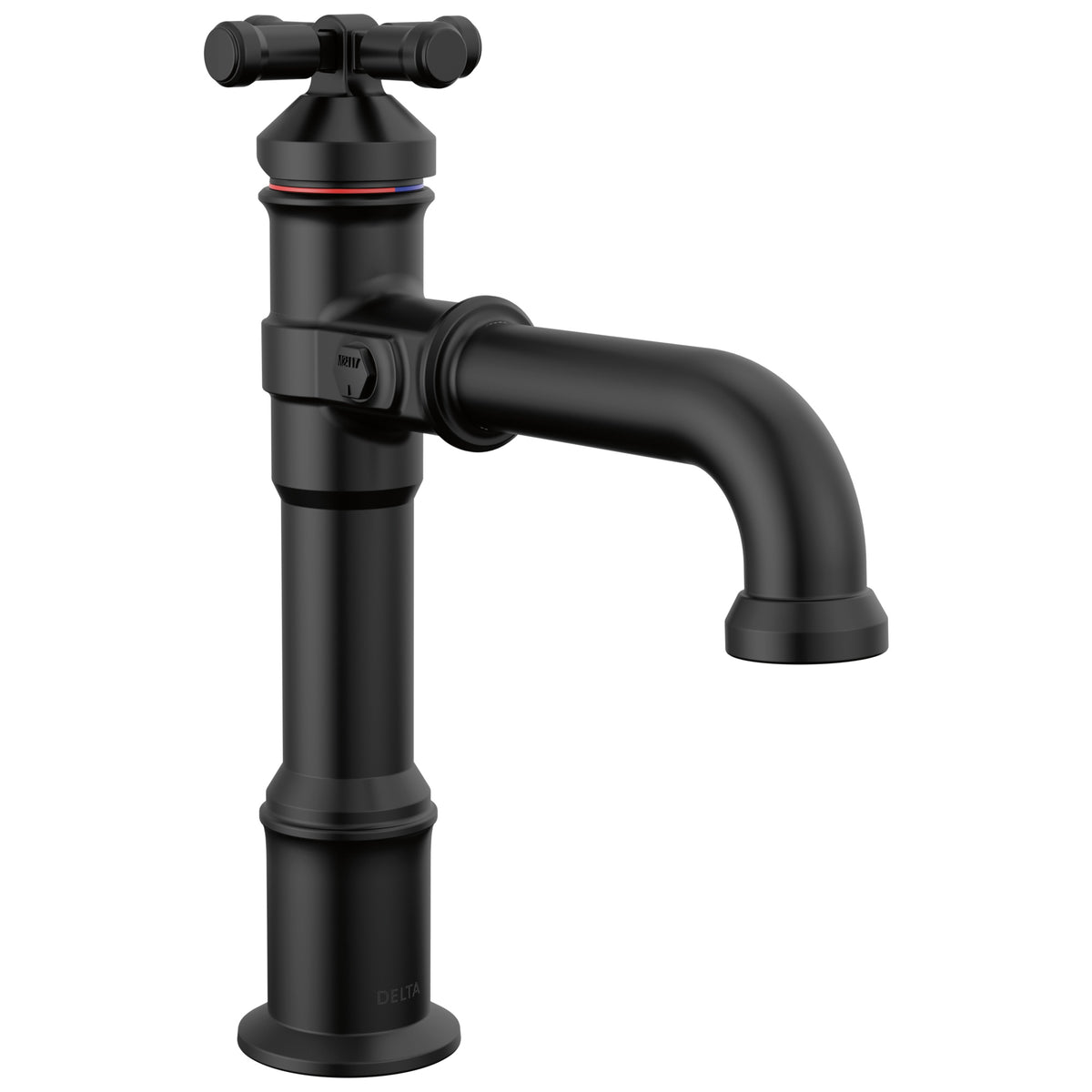 DELTA® 687-BL-DST Broderick® Single-Handle Bathroom Faucet, 1.2 gpm Flow Rate, 4-1/2 in H Spout, 1 Handles, 1 Faucet Holes, Matte Black, Function: Lavatory