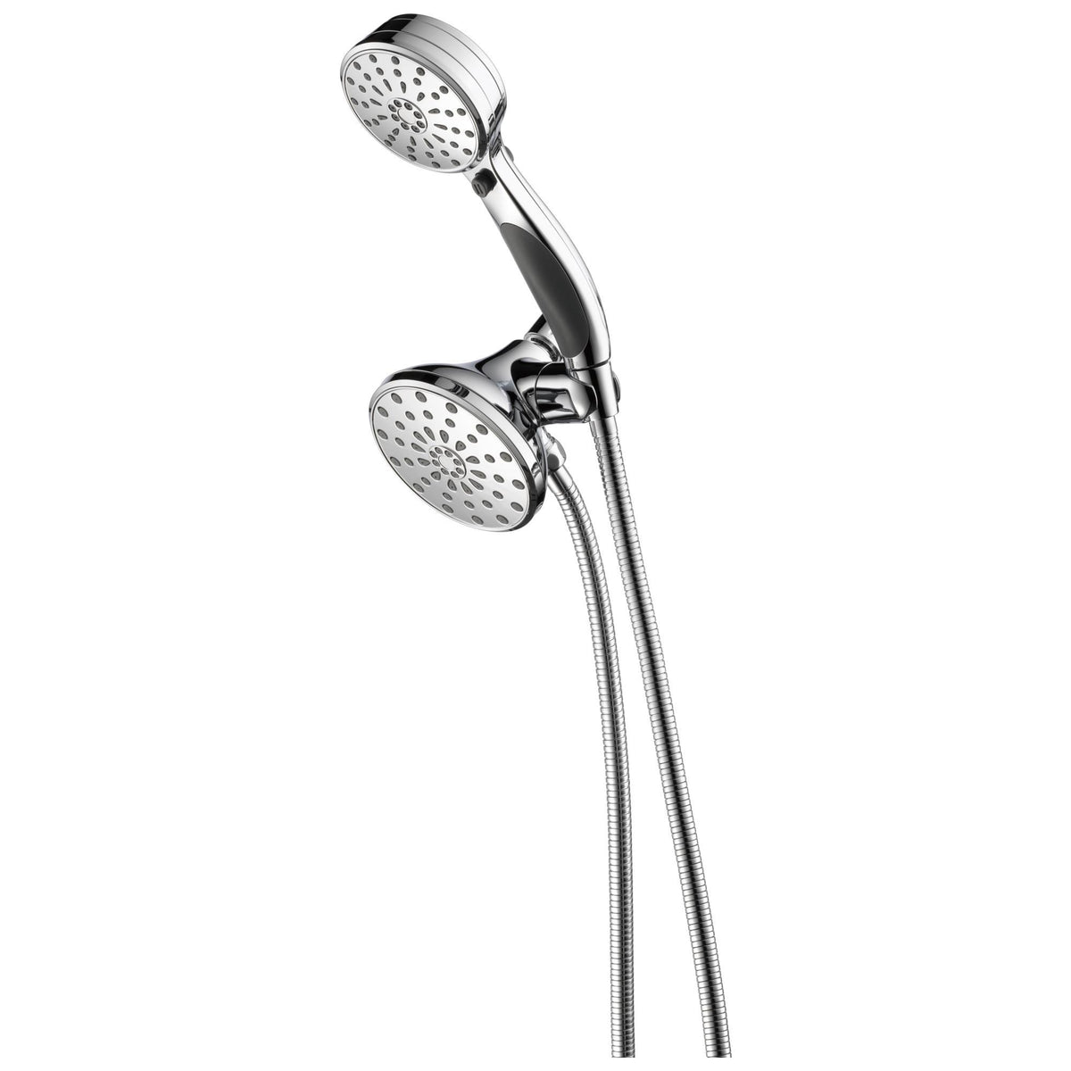 DELTA® 75831C Universal 9-Setting Combination Hand Shower/Shower Head, 4-1/2 in Dia, 1.75 gpm Flow Rate, 72 in L Hose, 1/2 in IPS Connection, Polished Chrome, Import