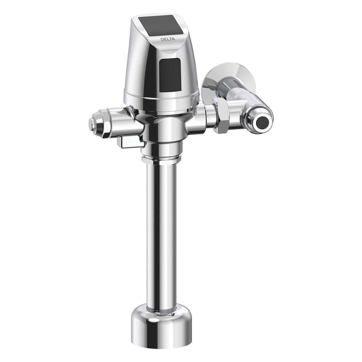 Commercial 81T201SP-MMO Teck® Exposed Field Adjustable Solar Flush Valve, 1.5 V AA Alkaline Battery, 1.6 gpm Flush Rate, 1-1/2 in Inlet, 60 psi Pressure, Polished Chrome, Import